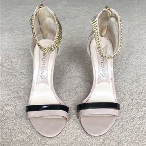 Boutique 9 open toe heels with gold straps